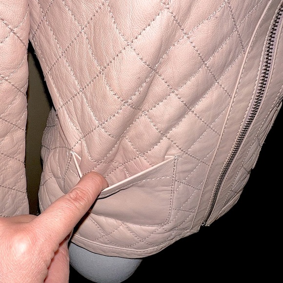 Hinge Seattle Quilted Leather Jacket Pink Size XS - Picture 6 of 16